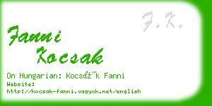 fanni kocsak business card